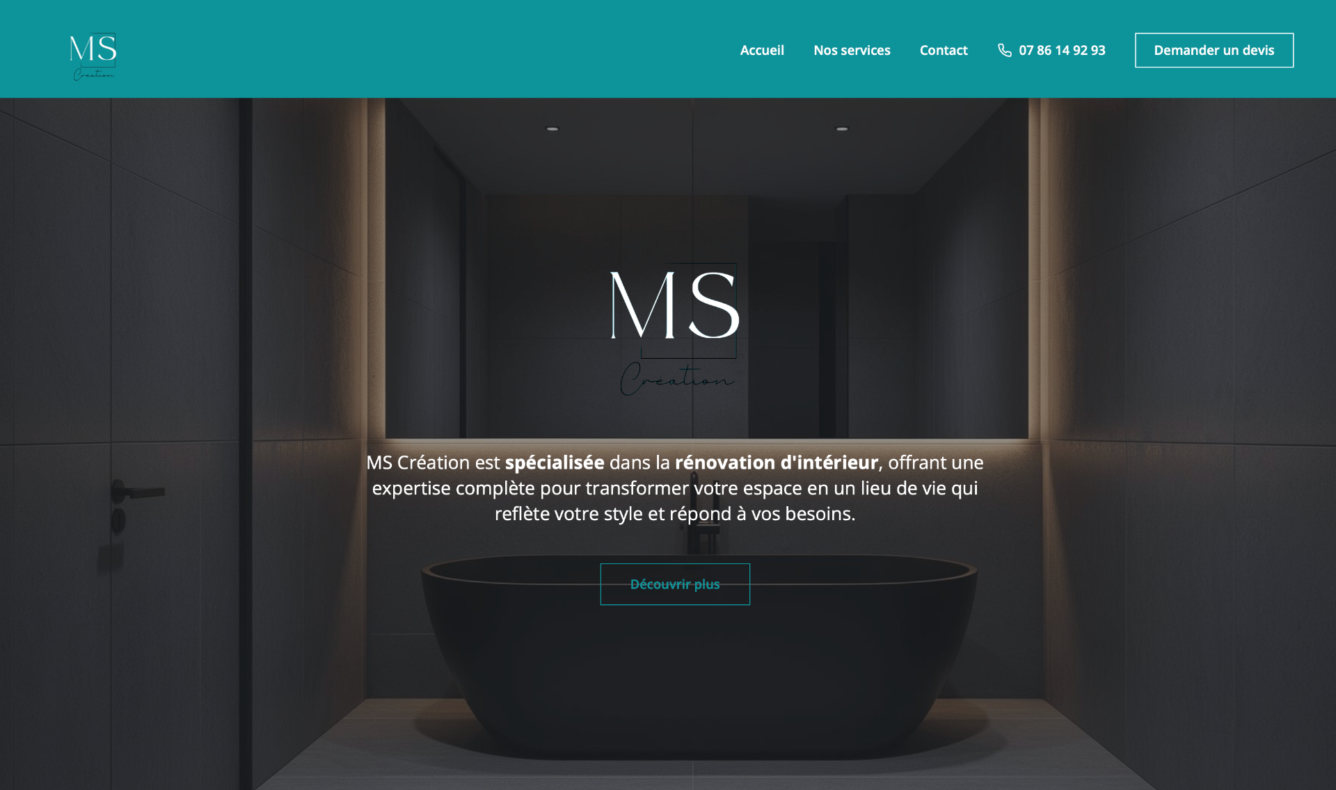 MS Création — Landing page réalisé par Trinity Studio